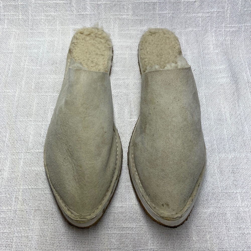 Free People Cream / Off-White Mule Slide with Faux Fur - Size 41